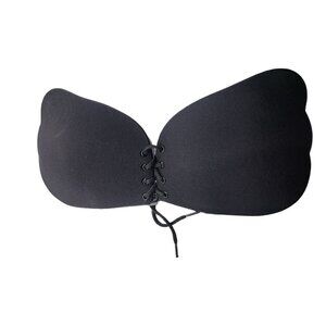 Kiss Bobo Strapless D Bra Womens Black Adjustable Sticker Soft Reusable